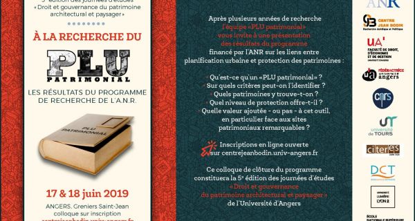 &Agrave; la recherche du PLU patrimonial - 5&egrave;mes journ&eacute;es d&rsquo;&eacute;tudes "Droit et gouvernance du patrimoine architectural et paysager"