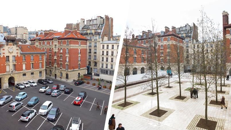 Photo de la cour avant et après travaux (photos rh+ architecture)
